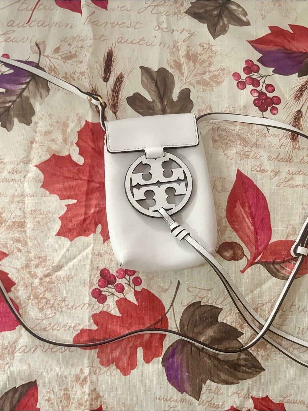 Tory Burch White Miller Leather Crossbody Phone Pouch